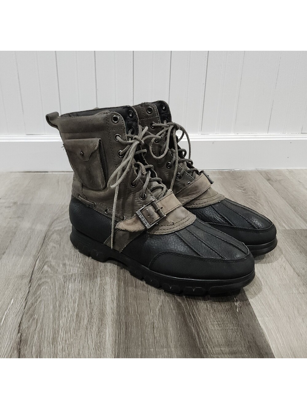 Polo Ralph Lauren Hamlin Leather Duck Combat Boots Outdoor Preppy Mens 12D READ